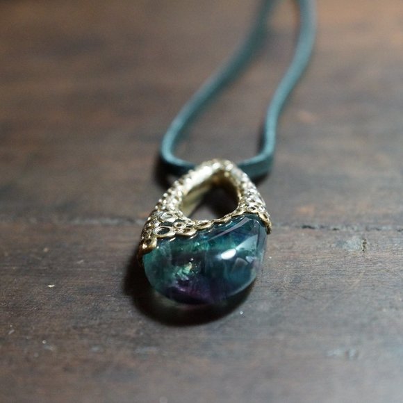 Aqua black Tourmaline Pendant Necklace - Picture 2 of 5